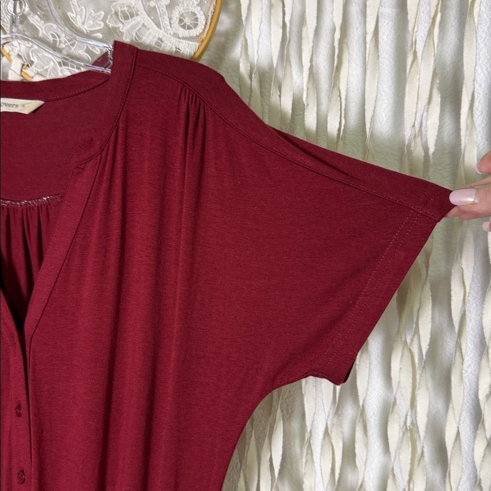 WooolOvers Button Through Jumpsuit in Carmine Red Size Small - Picture 3 of 15